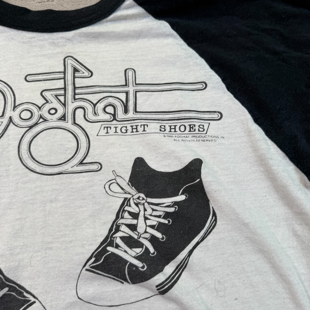 VTG 80's FOGHAT Tight Shoes World Tour‎ Raglan Shirt Sz M/L WORN Stains Look - Picture 11 of 12